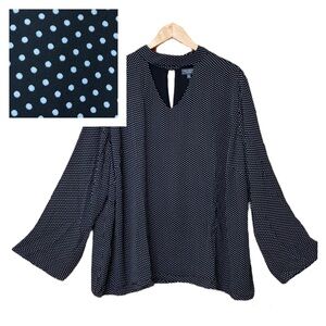The Limited Top Choker Blouse Black White Dot Plus Size 3X NWT